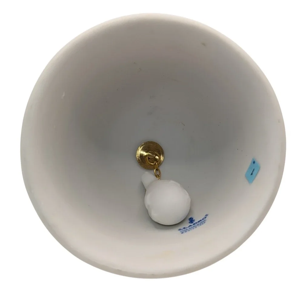 Vintage Lladro Christmas Bell Ornament 1988 Green Santas‎ Sleigh Porcelain Spain
